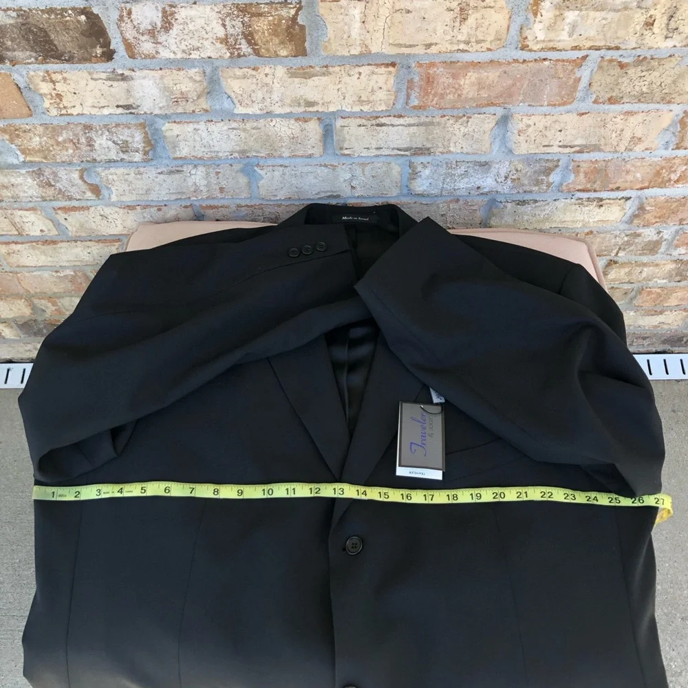 Traveler by Lacrosse Wool Lycra Wrinkle Resistance‎ Black Jacket Blazer 52 XL